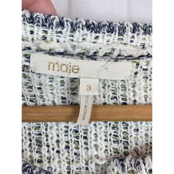 Classic Maje Tweed Boucle Jacket Cardigan Blazer SZ 3 (USL) pockets heavyweight - Picture 7 of 14